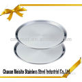 2014 hot!! glossy stainless steel fruit dish/metal fruit plate/round dish and plate